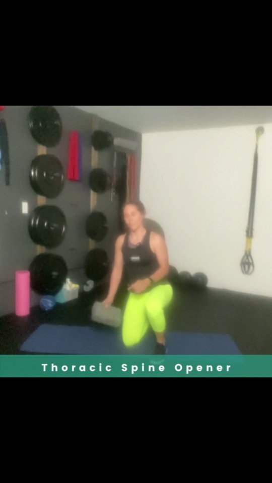 The thoracic spine opener series is a great mobility exercise for the spine!

 

Like down on your side with your shoulders, knees and hips stacked. Your knees should be at hip height. 

 

Use a pillow or yoga block underneath your head to prevent neck tension. 

 

Use your bottom hand to hold your knees in place. They should not move. 

 

Hug your ribs with the top hand and pull gently as you rotate the torso while you breathe out. Try to bring your shoulder blade to the ground. Breathe in to return to the starting position and repeat.

 

Next, put your top hand behind your head as you rotate the torso while you breathe out. Try to bring your shoulder blade to the ground. Breathe in to return to the starting position and repeat.

 

Next, repeat the movement with your arm straight out in front of you.