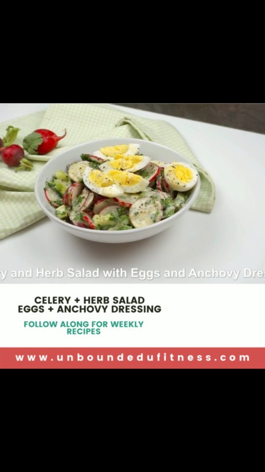 Celery + Herb Salad with Egg + anchovy dressing
Follow along for weekly recipes